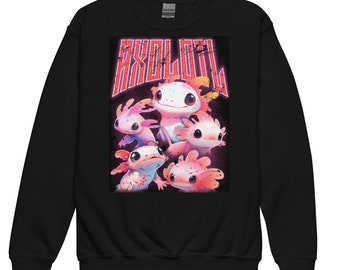Axolotl 90s Grunge Concert Jugend-Sweatshirt mit Rundhalsausschnitt