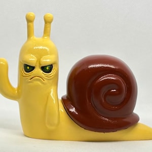 Double-sided Happy and Possessed Kawaii Snail Reversible Resin Sculpture