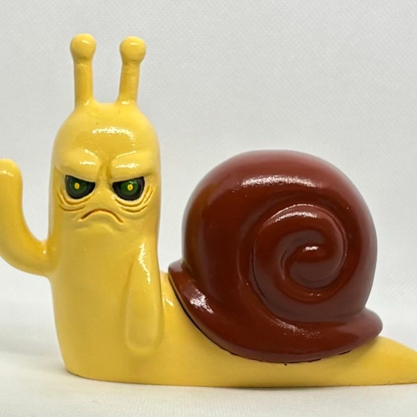 Dubbelsidig glad och besatt kawaii snigel vändbar resinskulptur
