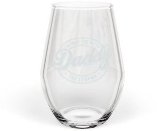 Daddy Script-logotyp, stjälklöst vinglas | Graverat 340 ml