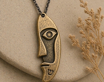 Handmade Bronze Shin Pendant Necklace – Protection Talisman Amulet Jewelry