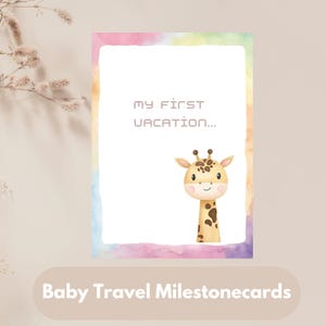 Cartes de vœux pour bébé : souvenir unisexe sur le thème des animaux pour mes premières vacances – Accessoires photo imprimables à bordure multicolore