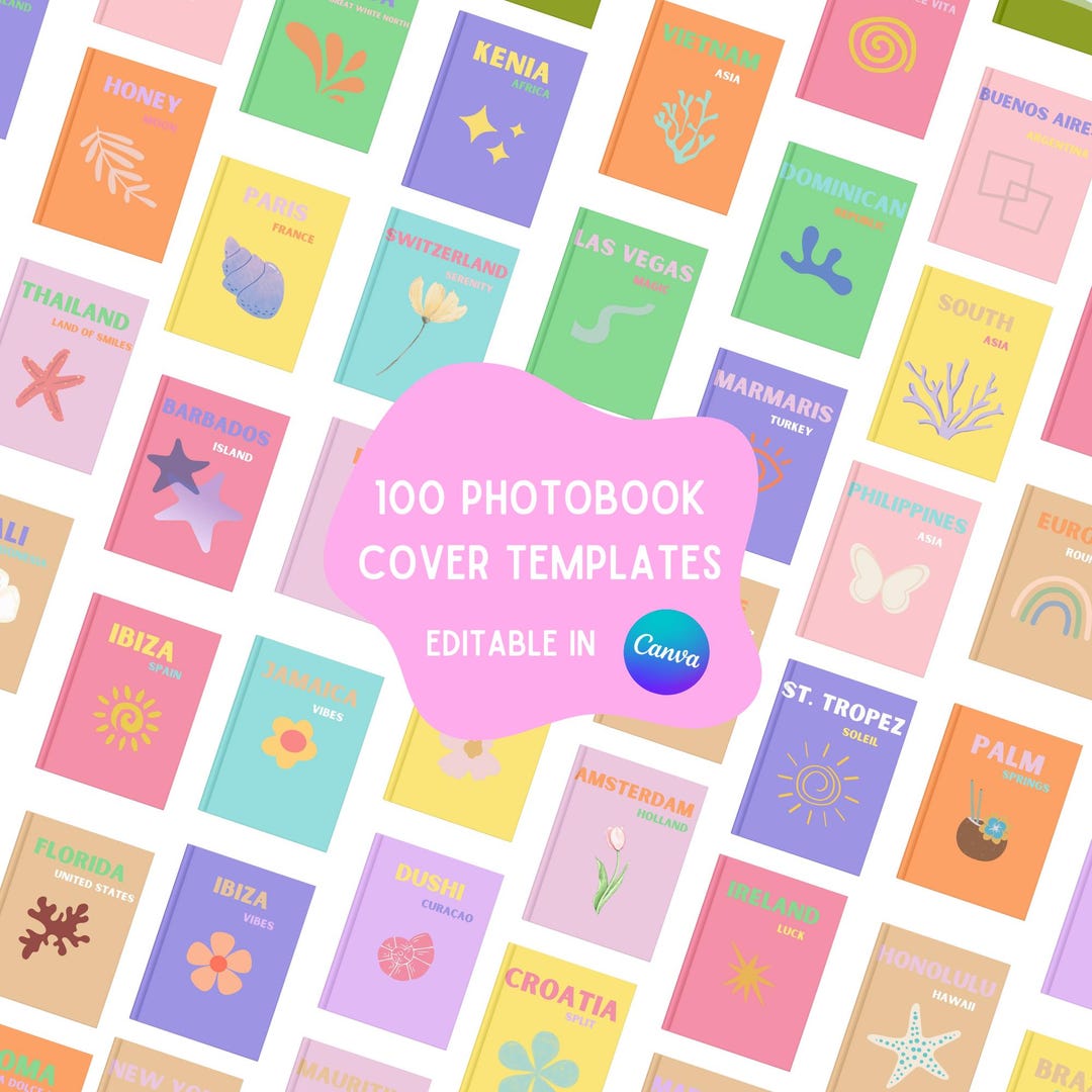 100 Photobook Cover Templates: Minimalist Canva Designs for Travel ...