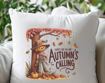 Fall Decor Pillow, Autumns Calling Scarecrow, Halloween, Fall, Autumn Pillow Indoor and Outdoor