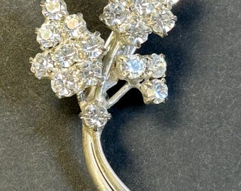 1940s Vintage Sterling Silver and rhinestone brooch