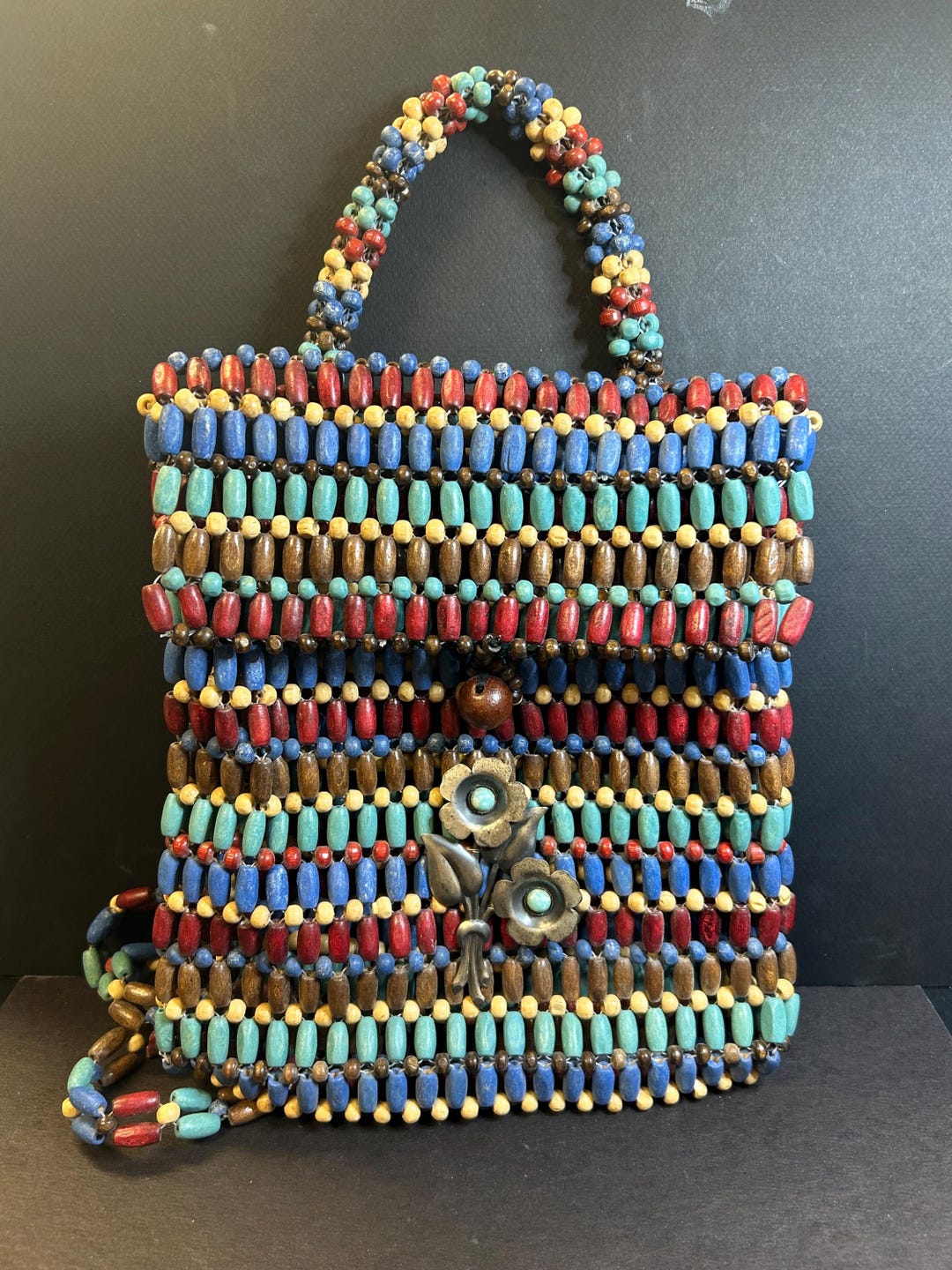 Handmade Wooden Beaded Purse Backpack - Etsy