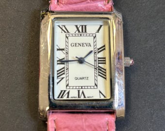 Vintage Pink Geneva Elite Irridescent Chunky Sports Quartz 