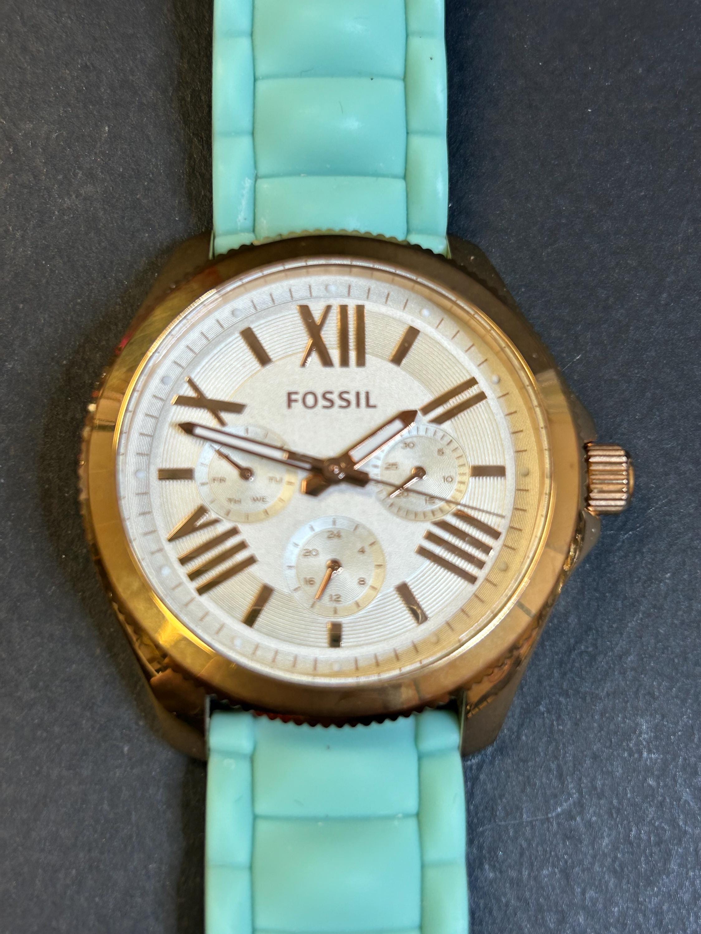 Fossil Cecile Rose Gold Mint Dial Watch Ladies Fossil Cecile Watch - Etsy main image 2