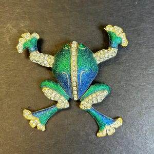 Vintage glitter rhinestone frog