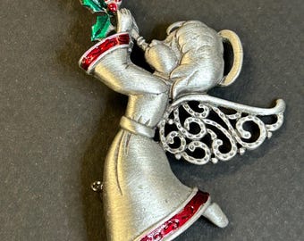 Brosche Weihnachtsengel JJ Signiert