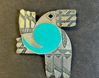 Vintage Signed Neal Paquin Southwest designer brooch