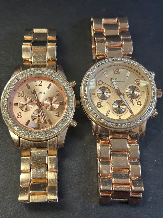 Man and Womans matching Rose Gold Geneva watches