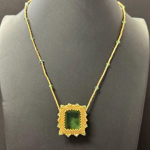 Hand Bezeled Genuine Green Amethyst necklace