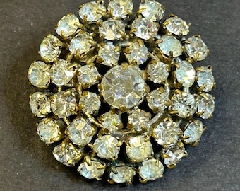 1950s Vintage Rhinestone round cluster Brooch