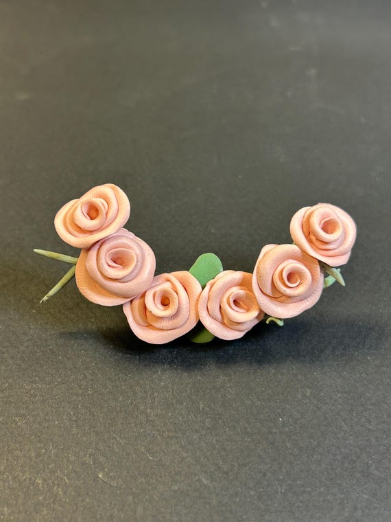 Handmade Vintage Polymer clay rose brooch