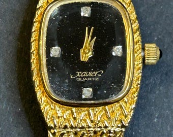 Works VTG Xavier Diamond Women\'s Quartz Gold Tone Watch 19mm Fit 6.5\