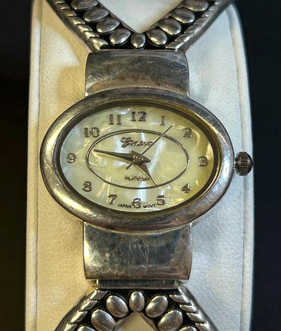 Ladies Vintage Geneva Platinum Cuff Watch