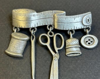 Vintage JJ Sewing notions/Seamtress brooch