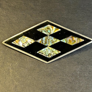 Vintage .925 sterling silver and abalone inlay brooch