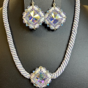 Hand Bezeled Vintage Swarovski necklace and earrings