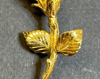 Vintage DM long stem rose brooch