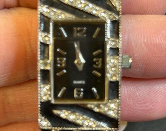 Vintage Collezio Rhinestone Leopard Cocktail Hinged Watch - Etsy display picture 2