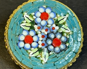 Broche floral vintage italiano em mosaico