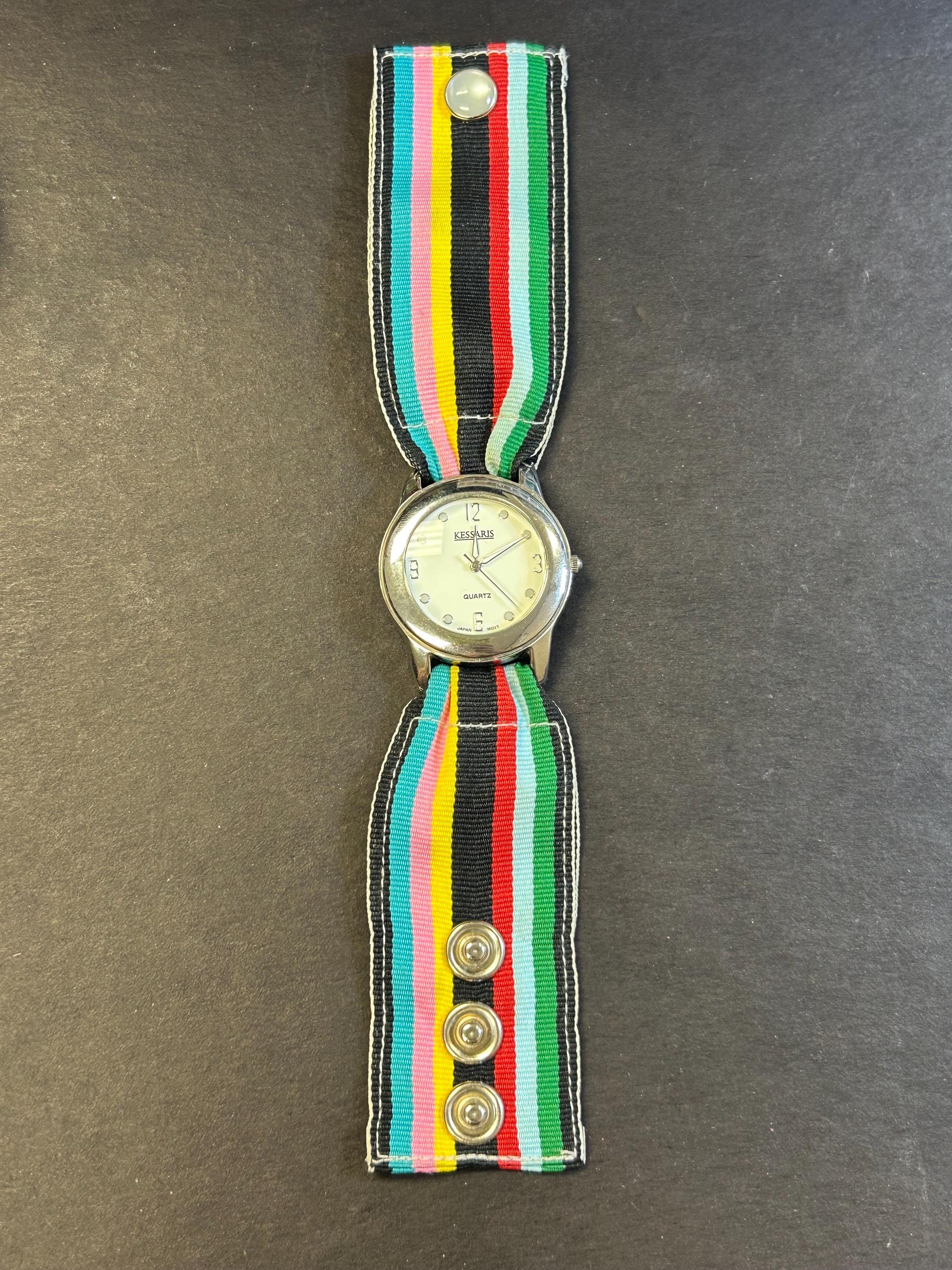 kessaris womens watch comes with 8 different colored bands Kessaris Set of 8 Strap Watches | HSN main image 2