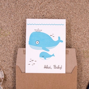 Baby Whale #1320 Carte typographique avec enveloppe