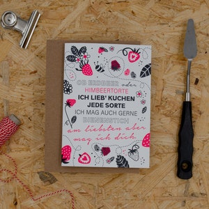 Birthday Kuchenliebe (Himbeertorte) #1910 Letterpress card with envelope