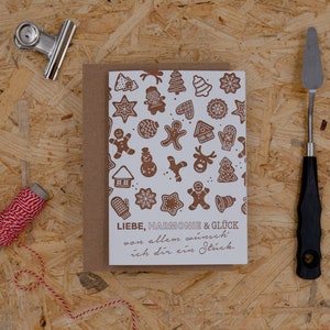 Biscuits de Noël en pain d’épice #1940 Carte typographique avec enveloppe