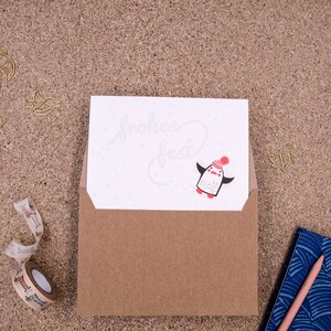 Pingouin de Noël #1350 Carte typographique avec enveloppe