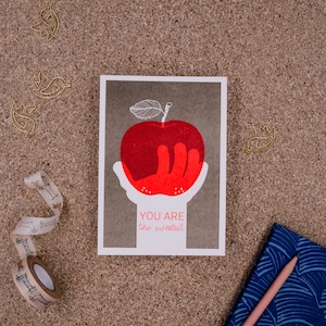 Apfel #1640 Letterpress Postkarte A6