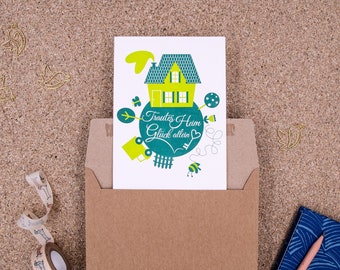 Accueil Sweet Home Mariage #1430 carte Letterpress avec enveloppe