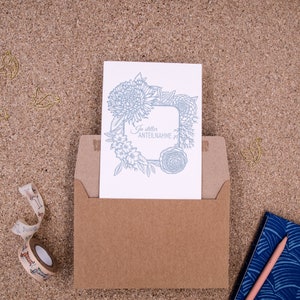 Fleurs Sympathie #1800 carte Letterpress avec enveloppe