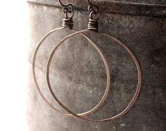 Hoop Earrings, Handcrafted Pure Brass or Pure Copper Hoop Earrings, Handmade Cheldena ArtWear