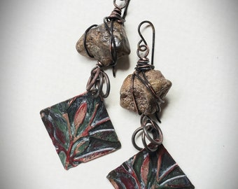 Northern Shores Unikite Art Earrings, Embossed Jewelry, ArtWear, Cheldena ArtWear