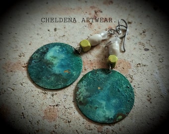 Bronze Patina Disc Earring Dangles, Cheldena ArtWear