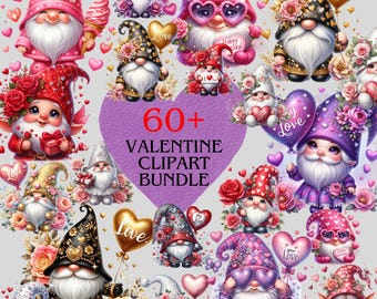 60+ Valentine Cute Colorful PNG Bundle, Valentine Love Clipart PNG Digital Download