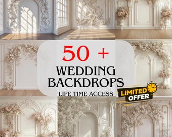 Wedding Backdrop Bundle | 50+ Floral, Rustic, Boho Designs (Digital Download)