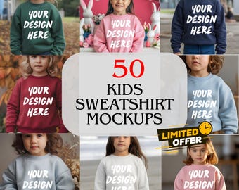 Kids Sweater Mockup Bundle Sweatshirt Little girl Toddler Mockup Gildan Mock ups tshirt Mockups Shirt Mockup