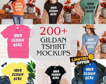 Gildan T-Shirt Mockup Mega Pack, 200+ Unisex Tee Designs (Digital Download)