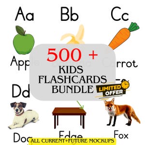 Printable Flashcards for Kids | 500+ Educational Bundle | Alphabet, Numbers, Colors, Animals | Digital Learning Cards