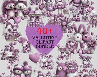 40+ Valentine Cute Couple PNG Bundle, Valentine Love Clipart PNG Digital Download
