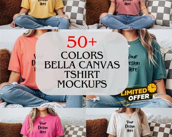 Bella Canvas 3001 T-shirt Mockup-paket, 50+ färger (digital nedladdning)