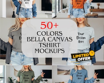Bella Canvas 3001 T-Shirt Mockup Bundle, 50+ Colors (Digital Download)