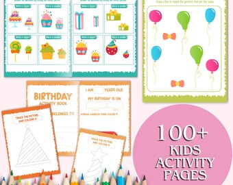 100+ Kids Birthday Activity Pages | Printable Worksheets | Educational Fun Coloring Pages for Children