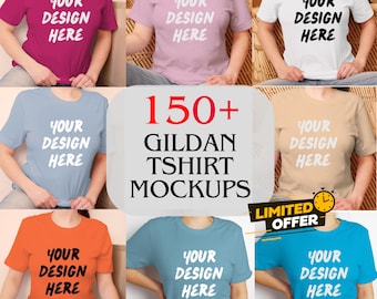Gildan T-Shirt Mockup Bundle | Flat Lay & Lifestyle Mockups (Digital Download)