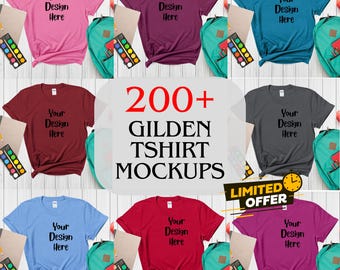 200+ Gildan T-Shirt Mockup Bundle, Unisex Tee Mockups (Digital Download)