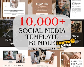 10,000+ Social Media Templates | Canva Editable | Instagram Template Bundle Content Creator Kit